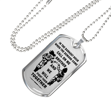 To My Brother Luxury Dog tag Military Ball Chain, Dragon Ball Necklace pendants